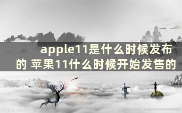 apple11是什么时候发布的 苹果11什么时候开始发售的